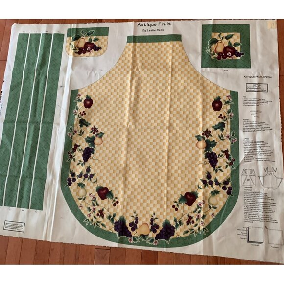 Antique Fruit Apron Sewing Fabric Panel By Leslie Beck 1990s - Picture 2 of 12